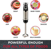 Sensio Home Hand Blender 200W Stick Immersion Blender – Black Handheld Food Processor with Stainless Steel Blade for Soups & Smoothies
